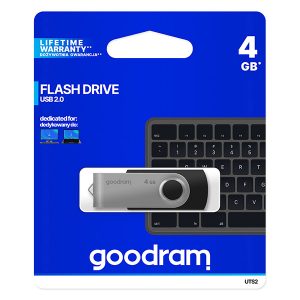 Goodram USB flash disk USB 2.0 4GB UTS2 czarny UTS2 0040K0R11 USB A z obrotową osłoną