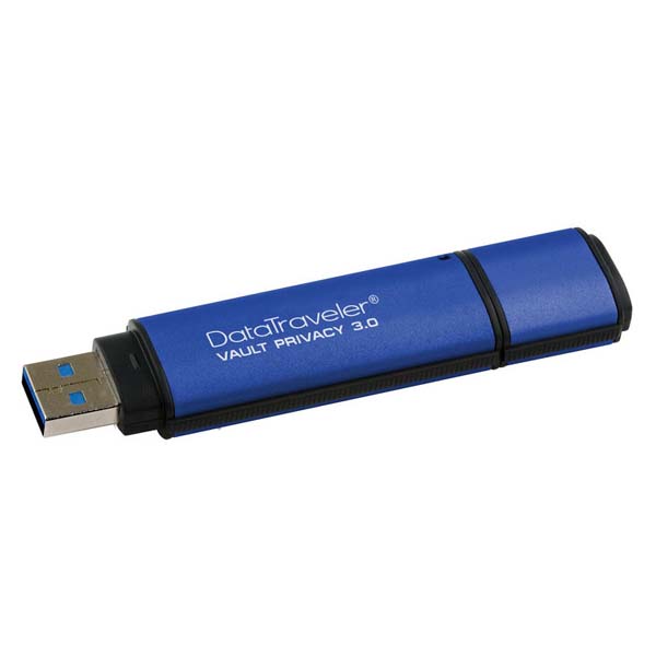 Kingston USB flash disk USB 3.0 3.2 Gen 1 4GB Data Traveler Vault Privacy niebieski DTVP30 4GB USB A XTS AES 256 bitowe s