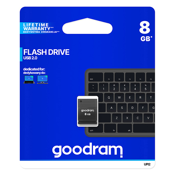 Goodram USB flash disk USB 2.0 8GB UPI2 czarny UPI2 0080K0R11 USB A z osłoną