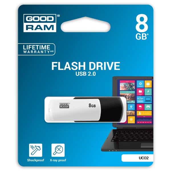 Goodram USB flash disk USB 2.0 8GB UCO2 czarny UCO2 0080KWR11 USB A z obrotową osłoną
