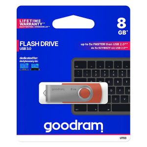 Goodram USB flash disk USB 3.0 3.2 Gen 1 8GB UTS3 czerwony UTS3 0080R0R11 USB A z obrotową osłoną
