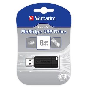Verbatim USB flash disk USB 2.0 8GB PinStripe Store N Go czarny 49062 USB A z wysuwanym złączem