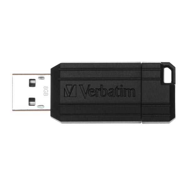 Verbatim USB flash disk USB 2.0 8GB PinStripe Store N Go czarny 49062 USB A z wysuwanym złączem - obrazek 2