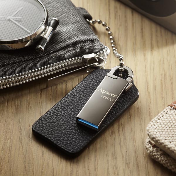 Apacer USB flash disk USB 3.0 3.2 Gen 1 16GB AH15A srebrny AP16GAH15AA 1 USB A z karabinkiem - obrazek 2