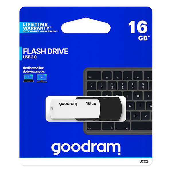 Goodram USB flash disk USB 2.0 16GB UCO2 czarny UCO2 0160KWR11 USB A z obrotową osłoną
