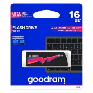 Goodram USB flash disk USB 3.0 3.2 Gen 1 16GB UCL3 czarny UCL3 0160K0R11 USB A z wysuwanym złączem