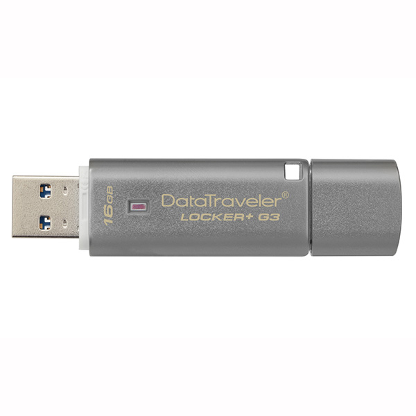 Kingston USB flash disk USB 3.0 3.2 Gen 1 16GB Data Traveler Locker+ G3 srebrny DTLPG3 16GB USB A z osłoną - obrazek 2