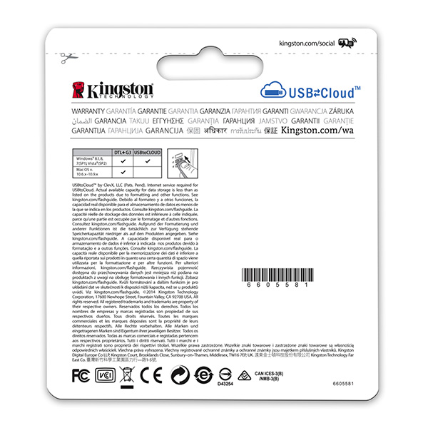 Kingston USB flash disk USB 3.0 3.2 Gen 1 16GB Data Traveler Locker+ G3 srebrny DTLPG3 16GB USB A z osłoną - obrazek 8