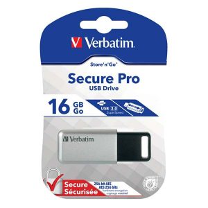 Verbatim USB flash disk USB 3.0 3.2 Gen 1 16GB Secure Pro Store N Go srebrny 98664 USB A szyfrowanie AES 256 bit wysuwa
