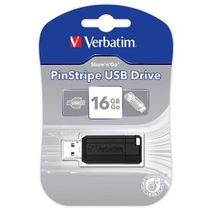 Verbatim USB flash disk USB 2.0 16GB PinStripe Store N Go czarny 49063 USB A z wysuwanym złączem