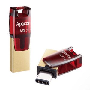 Apacer USB flash disk OTG USB 3.0 3.2 Gen 1 32GB AH180 czerwony AP32GAH180R 1 USB A USB C z obrotową osłoną