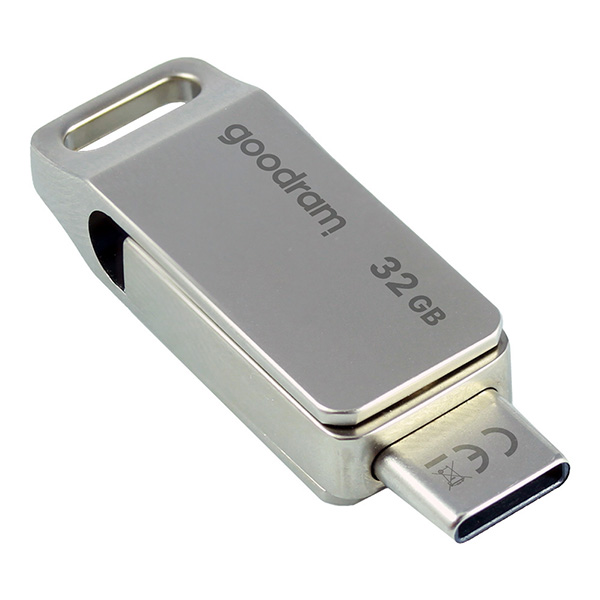Goodram USB flash disk USB 3.0 3.2 Gen 1 32GB ODA3 srebrny ODA3 0320S0R11 USB A USB C z obrotową osłoną - obrazek 3