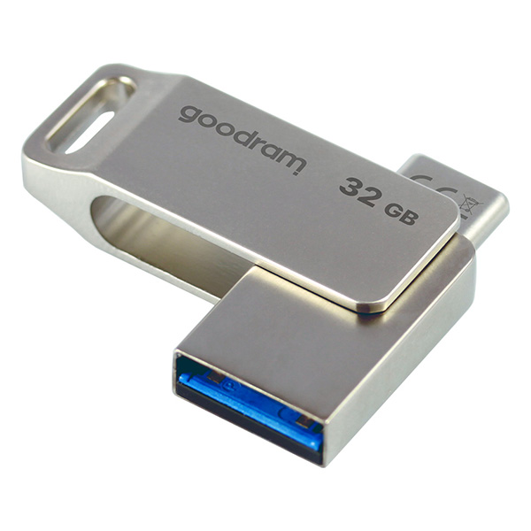 Goodram USB flash disk USB 3.0 3.2 Gen 1 32GB ODA3 srebrny ODA3 0320S0R11 USB A USB C z obrotową osłoną - obrazek 5