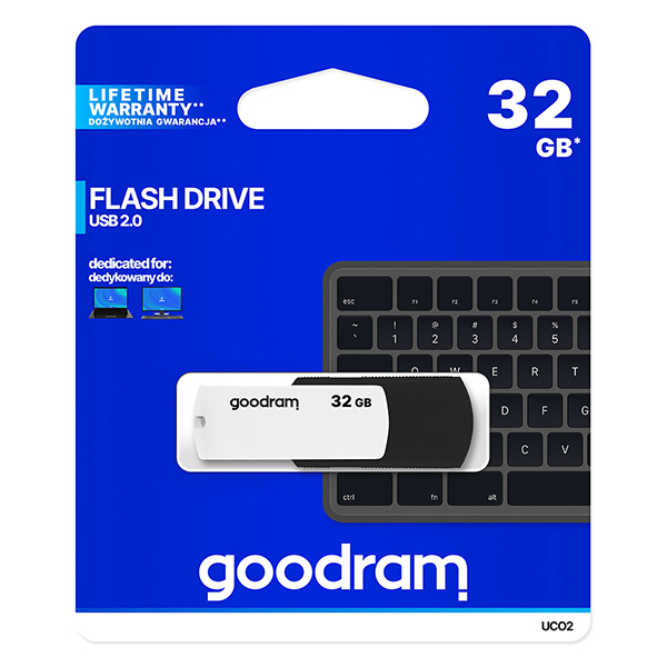 Goodram USB flash disk USB 2.0 32GB UC02 czarny UCO2 0320KWR11 USB A z obrotową osłoną