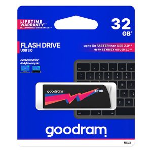 Goodram USB flash disk USB 3.0 3.2 Gen 1 32GB UCL3 czarny UCL3 0320K0R11 USB A z wysuwanym złączem