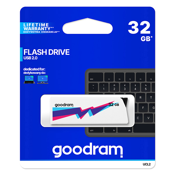 Goodram USB flash disk USB 2.0 32GB UCL2 biały UCL2 0320W0R11 USB A wysuwane złącze