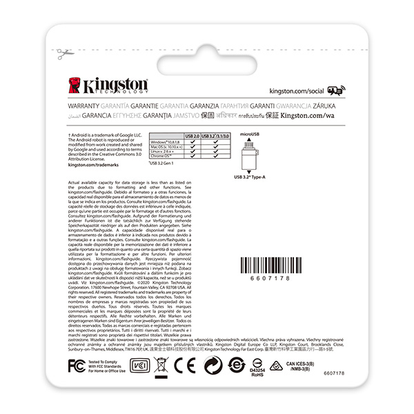 Kingston USB flash disk OTG USB 3.0 3.2 Gen 1 32GB Data Traveler microDuo3 G2 czarny DTDUO3G2 32GB USB A USB Micro B - obrazek 7