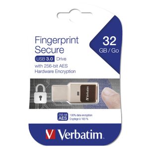 Verbatim USB flash disk USB 3.0 3.2 Gen 1 32GB Fingerprint Secure czarny 49337 USB A czytnik linii papilarnych AES 256 b