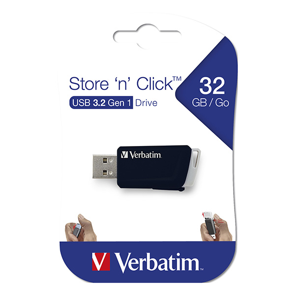 Verbatim USB flash disk USB 3.0 3.2 Gen 1 32GB Store N Click czarny 49307 USB A z wysuwanym złączem