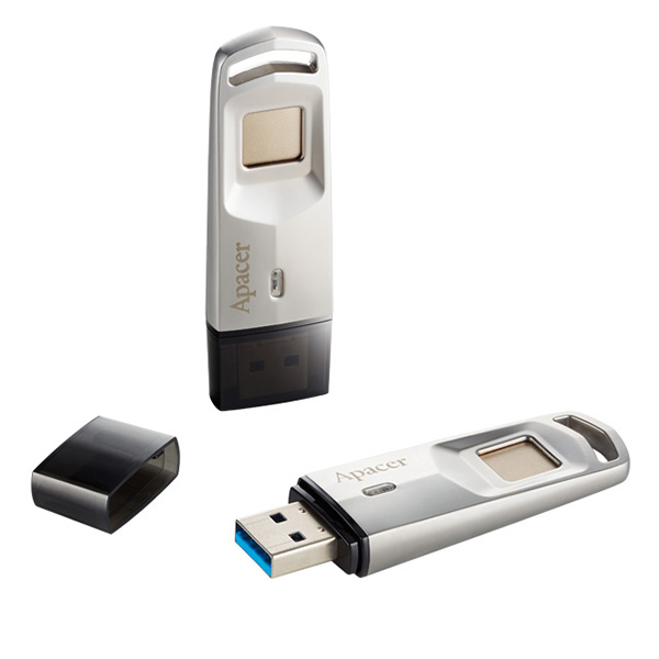 Apacer USB flash disk USB 3.0 3.2 Gen 1 64GB AH651 srebrny AP64GAH651S 1 USB A czytnik linii papilarnych - obrazek 4