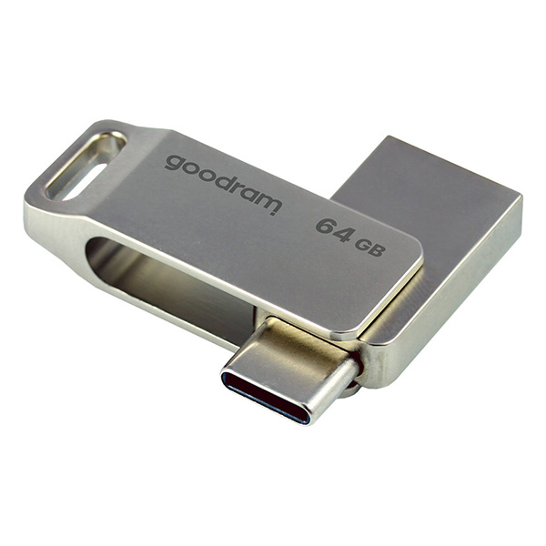 Goodram USB flash disk USB 3.0 3.2 Gen 1 64GB ODA3 srebrny ODA3 0640S0R11 USB A USB C z obrotową osłoną - obrazek 4