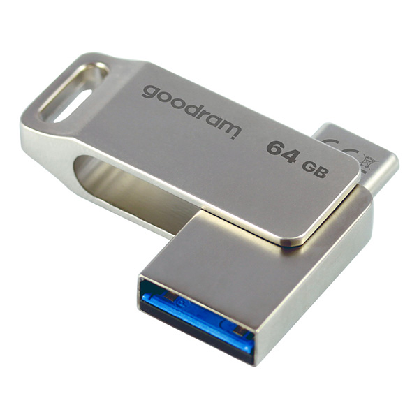 Goodram USB flash disk USB 3.0 3.2 Gen 1 64GB ODA3 srebrny ODA3 0640S0R11 USB A USB C z obrotową osłoną - obrazek 5