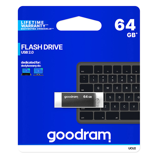 Goodram USB flash disk USB 2.0 64GB UCU2 czarny UCU2 0640K0R11 USB A z obrotową osłoną