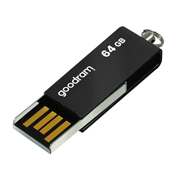 Goodram USB flash disk USB 2.0 64GB UCU2 czarny UCU2 0640K0R11 USB A z obrotową osłoną - obrazek 2