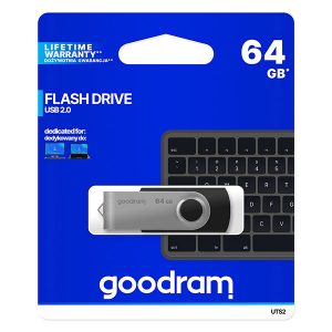 Goodram USB flash disk USB 2.0 64GB UTS2 czarny UTS2 0640K0R11 USB A z obrotową osłoną