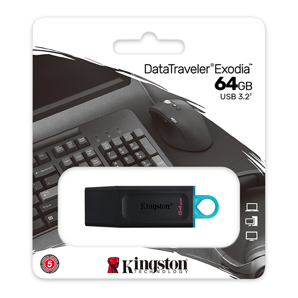 Kingston USB flash disk USB 3.0 3.2 Gen 1 64GB DataTraveler Exodia czarny DTX 64GB USB A z osłoną