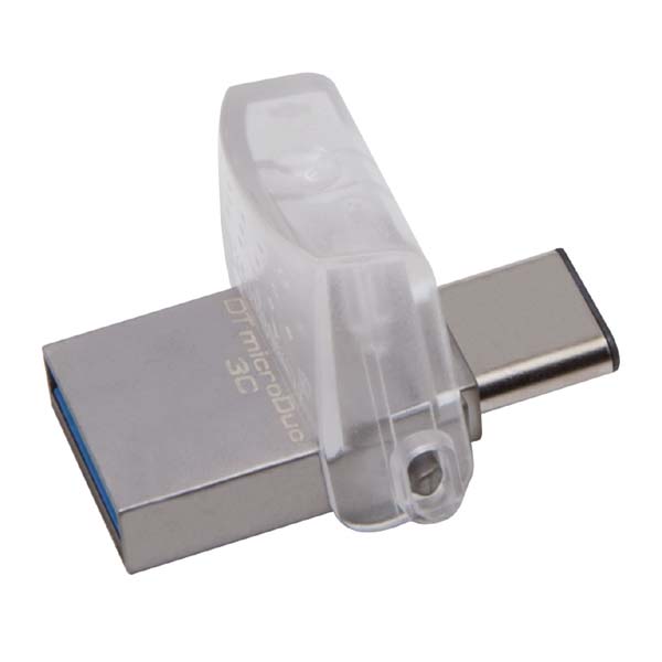 Kingston USB flash disk OTG USB 3.0 3.2 Gen 1 64GB DataTraveler microDuo 3C srebrny DTDUO3C 64GB USB A USB C z osłoną - obrazek 2