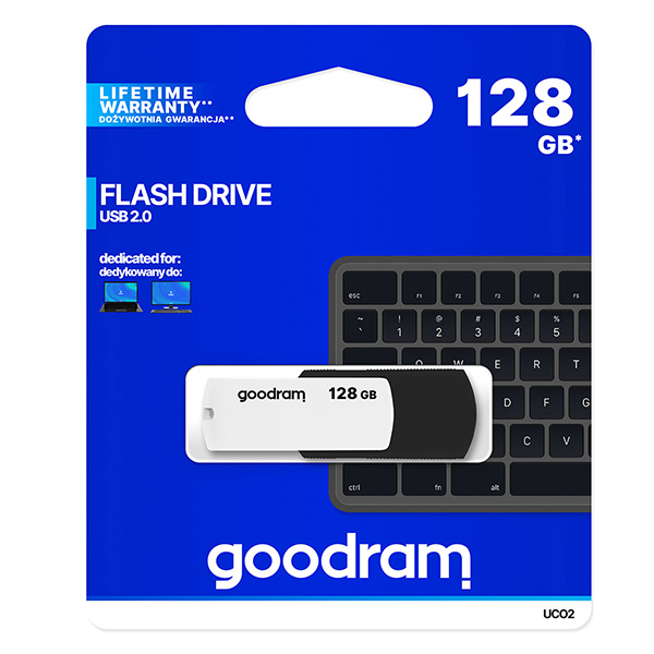 Goodram USB flash disk USB 2.0 128GB UC02 czarny UCO2 1280KWR11 USB A z obrotową osłoną