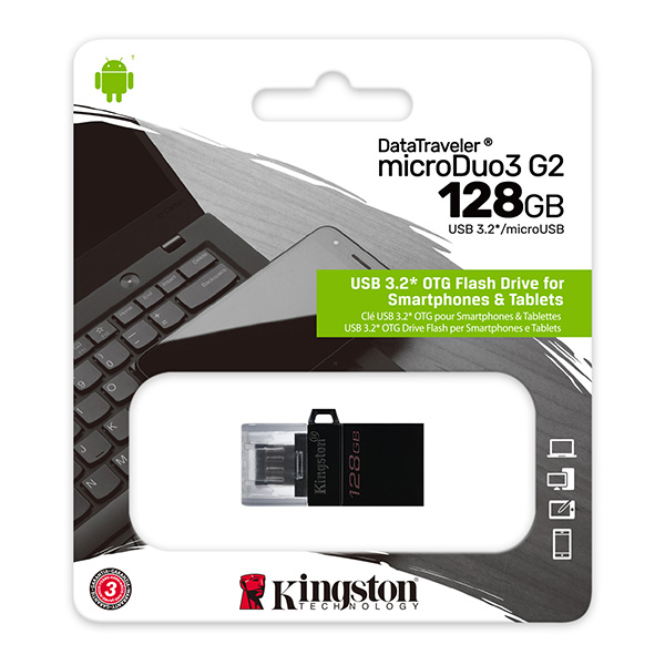 Kingston USB flash disk OTG USB 3.0 3.2 Gen 1 128GB Data Traveler microDuo3 G2 czarny DTDUO3G2 128GB USB A USB Micro B - obrazek 8