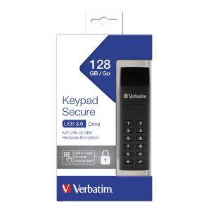 Verbatim USB flash disk USB 3.0 3.2 Gen 1 128GB Keypad Secure czarny 49429 USB A 256bitowe szyfrowanie AES LED
