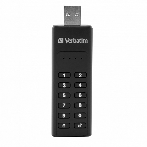 Verbatim USB flash disk USB 3.0 3.2 Gen 1 128GB Keypad Secure czarny 49429 USB A 256bitowe szyfrowanie AES LED - obrazek 4