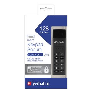 Verbatim USB flash disk USB 3.0 3.2 Gen 1 128GB Keypad Secure czarny 49432 USB C 256bitowe szyfrowanie AES LED