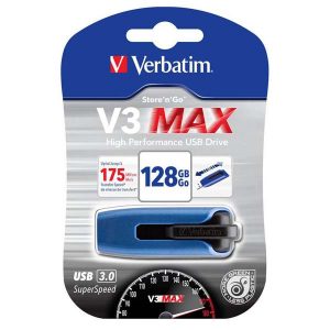 Verbatim USB flash disk USB 3.0 3.2 Gen 1 128GB V3 MAX Store N Go niebieski 49808 USB A z wysuwanym złączem