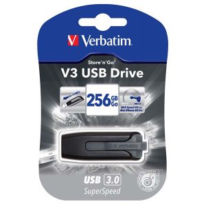 Verbatim USB flash disk USB 3.0 3.2 Gen 1 256GB V3 Store N Go czarny 49168 USB A z wysuwanym złączem