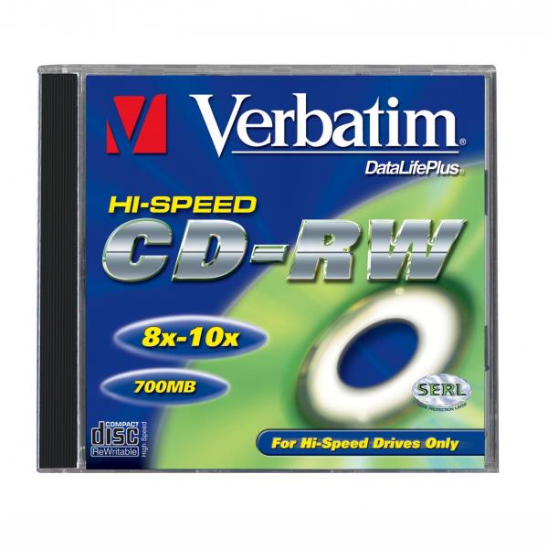 Verbatim CD RW 43148 SERL Scratch Resistant 10 pack 700MB 12x 80min. 12cm bez możliwości nadruku jewel box do archiwizac - obrazek 2