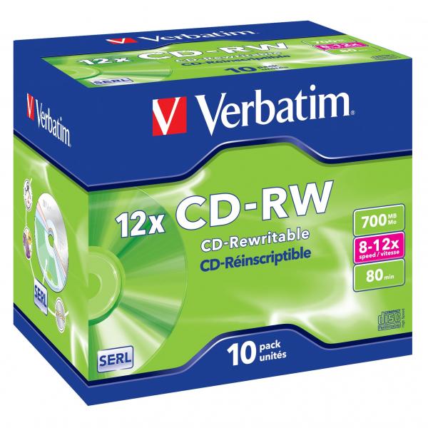 Verbatim CD RW 43148 SERL Scratch Resistant 10 pack 700MB 12x 80min. 12cm bez możliwości nadruku jewel box do archiwizac - obrazek 4