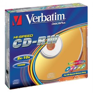 Verbatim CD RW 43167 SERL High Speed Colour 5 pack 700MB 12x 80min. 12cm bez możliwości nadruku slim box do archiwizacji