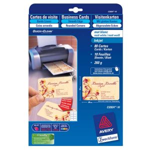 Avery Zweckform wizytowki z zaokrąglonymi rogami matowe białe A4 260 g m2 85x54mm 10 arkusza do drukarek atramentowych O