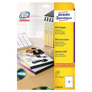 Avery Zweckform Koperta papierowa na DVD biały 273 x 183 mm 25 arkusza do drukarek atramentowych O