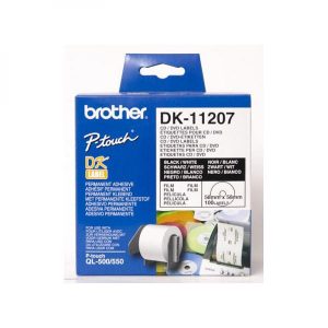 Brother etykiety na CD 58mm biała rolka folii 100 szt. DK11207 do drukarek typu QL