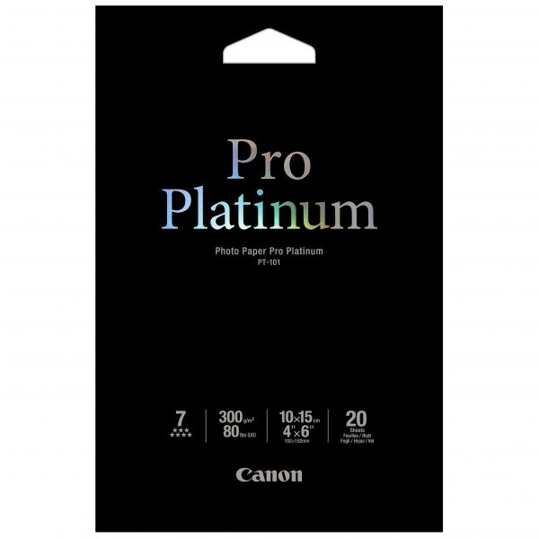 Canon Photo Paper Pro Platinu foto papier połysk biały 10x15cm 4x6 Inch 300 g m2 20 szt. PT 101 10x15cm atrament