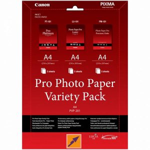 Canon Photo Paper Pro Variety Pack PVP 201 foto papier 5x matowy PM 101 5x glossy PT 101 5x LU 101 typ biały A4 15 szt. 621