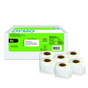 Dymo etykiety papierowe 54mm x 25mm białe na adres zwrotny 6 x 500 szt. 2177564