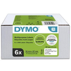 Dymo etykiety papierowe 57mm x 32mm białe wielofunkcyjny 6 x 1000 szt. 2093094 op. 6 rolek cena za 1 szt