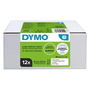 Dymo etykiety papierowe 89mm x 36mm białe duże 12 x 260 szt. 2093093
