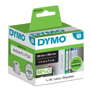 Dymo etykiety papierowe 190mm x 38mm białe na wąskie segregatory 110 szt. 99018 S0722470